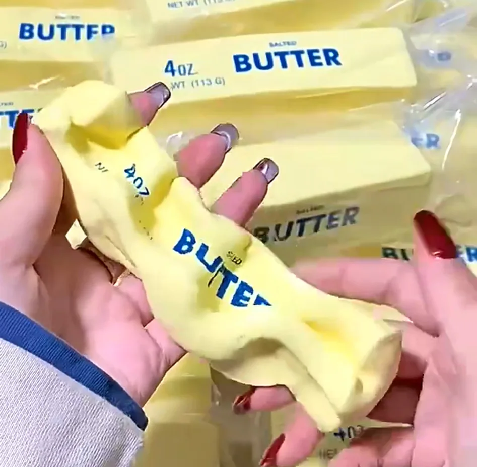 Squishy Elastic Butter Stick Fidget Toy Cheese Shape Stress Relief Game Funny Decompression Prank Squeeze Toy for Anxiety Relief