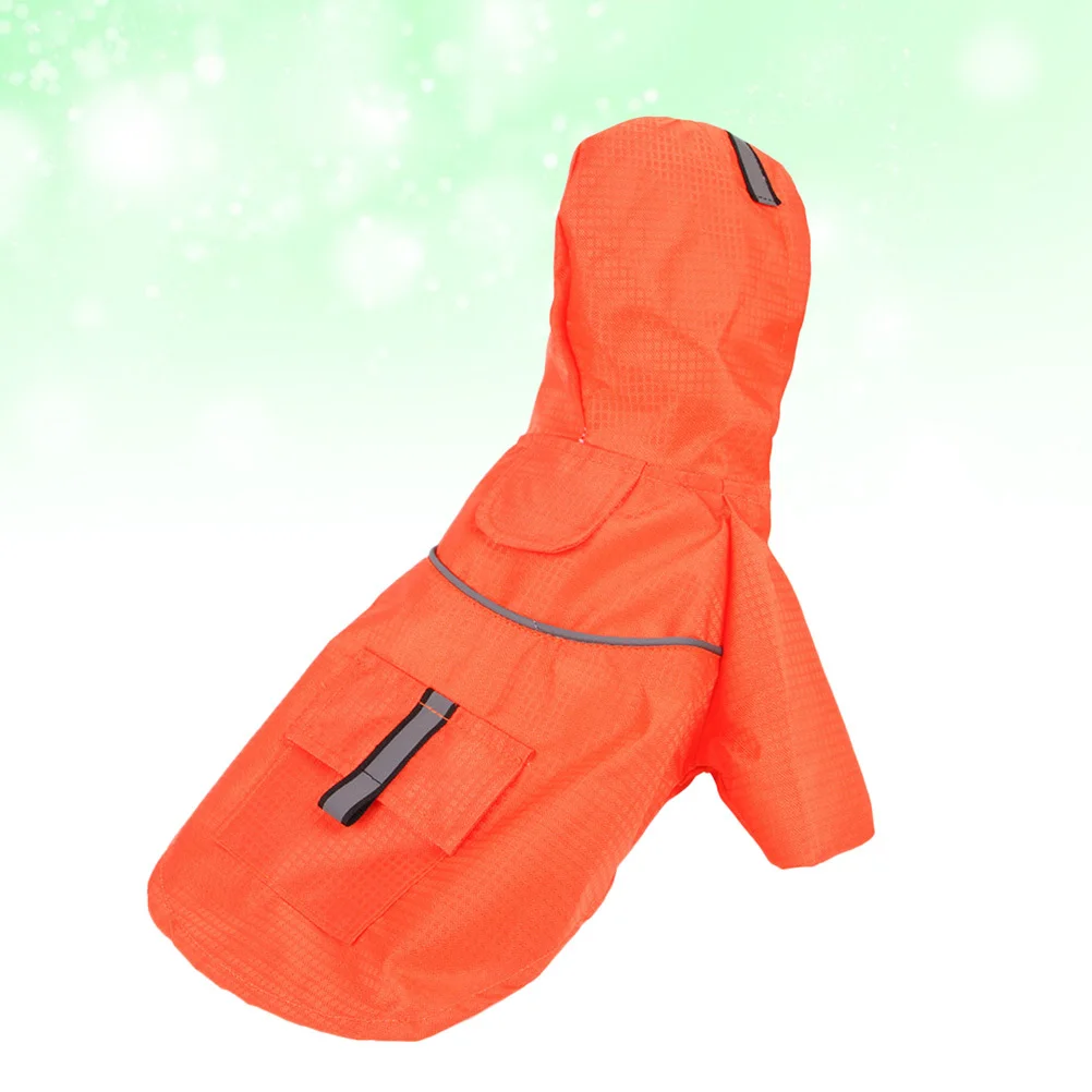 

Raincoat for Pet Dog Orange M Durable Practical Easy to Put on Off Reflective Design Adorable Eye-Catching Pet Dog Raincoat