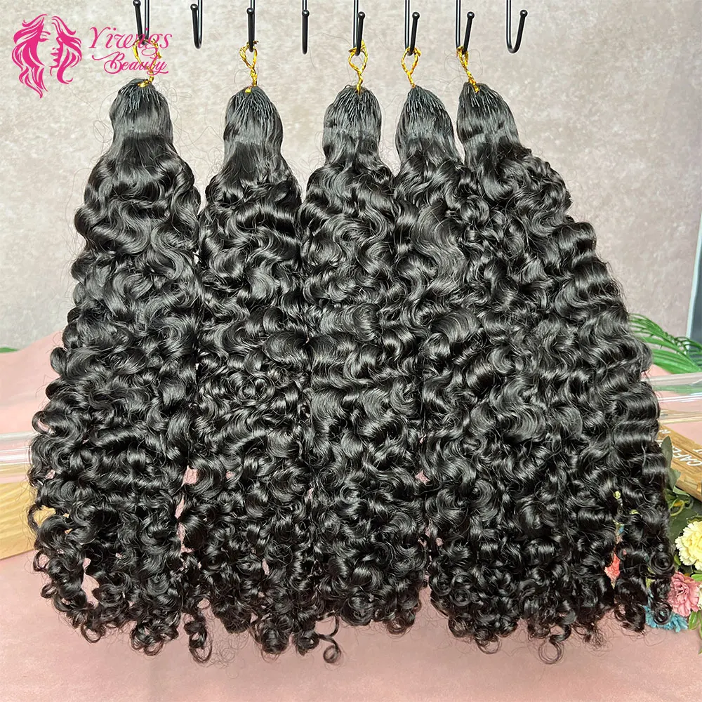 

Feather Crochet Burmese Curly 100% Human Hair Natural Black Pre-Separated Feather Crochet Invisible Crochet Hair Extensions