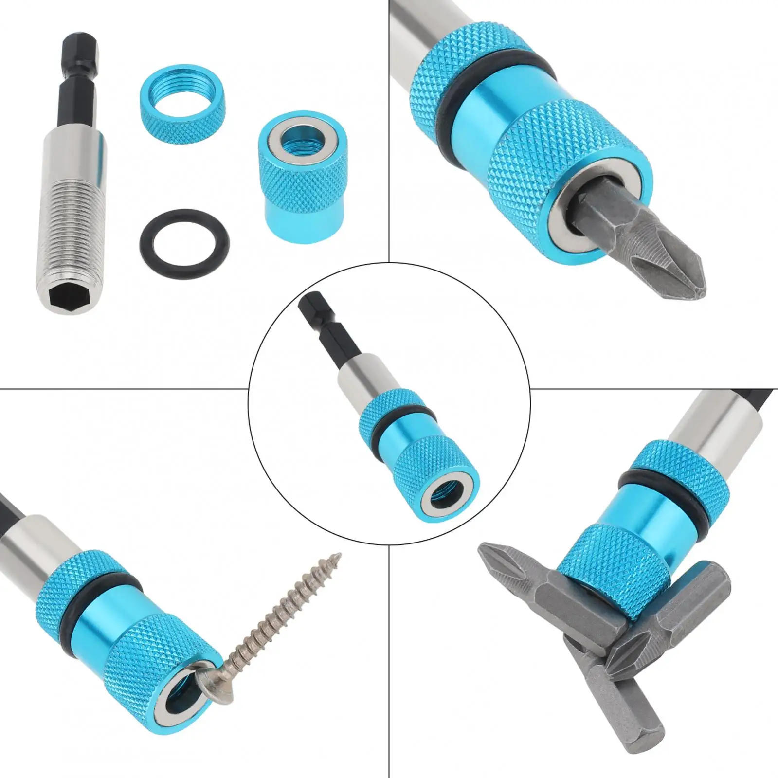6 Pcs/set Adjustable Screw Depth Screwdriver Bit Holder 1/4 Inch Hex Shank Magnetic Screwdriver Drywall Drill Bit Holder