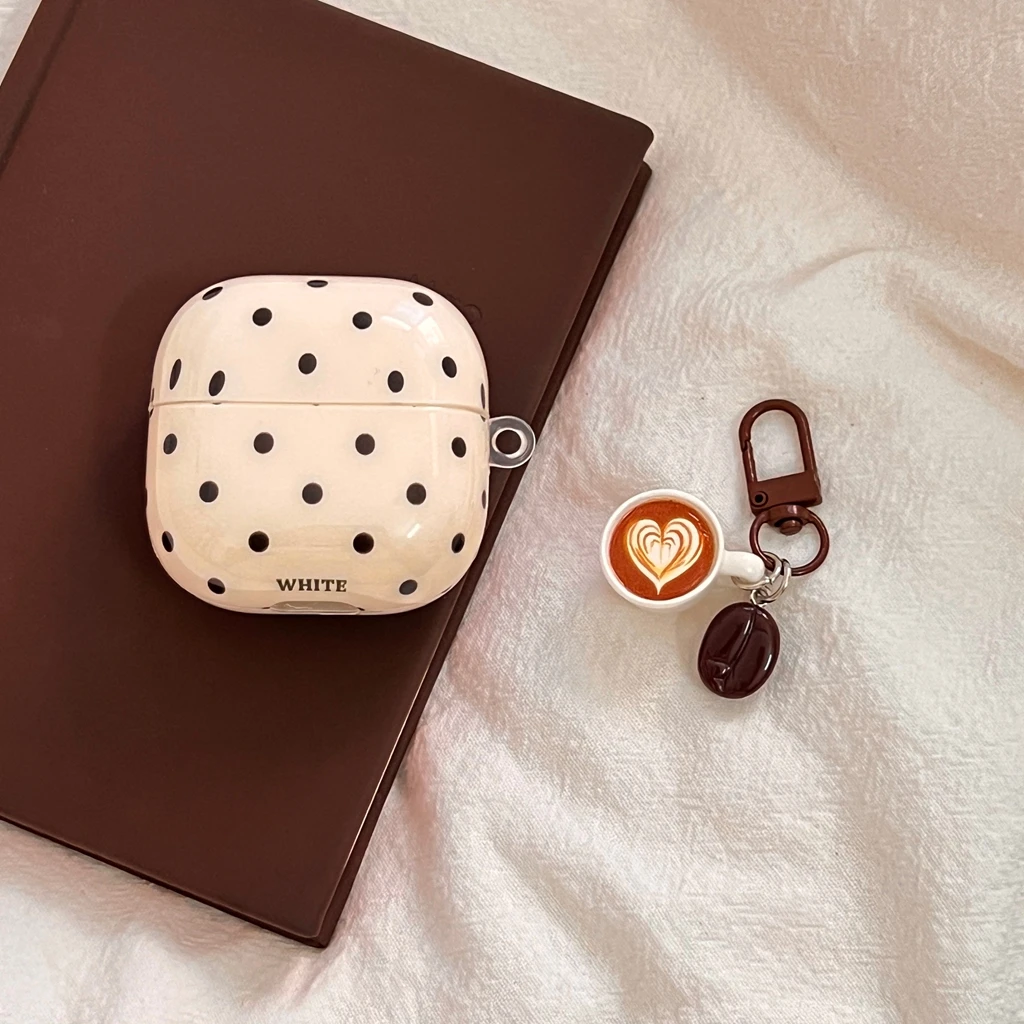 Minimalist Black Polka Dot With Coffee Bean Pendant Shock Proof Earphone Cover Case for Huawei FreeBuds 6i SE 3 2 Clip 2