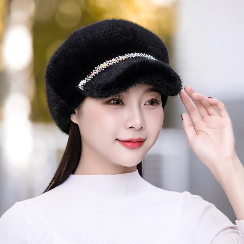 Autumn Winter Hats For Women Solid Plain Octagonal Newsboy Cap Men Ladies Casual Faux Fur Hat Winter Beret Women Painter Caps