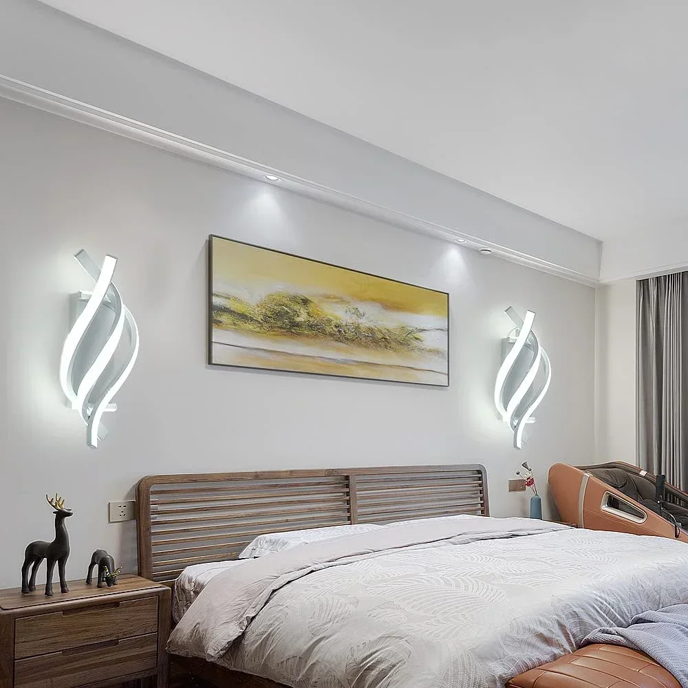 Imagem -03 - Lâmpadas de Parede Led Modernas para Corredor Iluminação Remota Decoração de Interiores Sala de Estar Quarto Brilho de Cabeceira Preto e Branco ac 90v260v