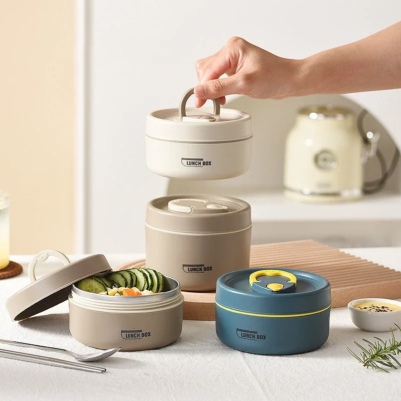 Isolierte Lunchbox aus Edelstahl 304, stapelbar, 3 separate Mikrowellen-Bento-Box, versiegelte, auslaufsichere Suppenschüssel, Büro-Lunchbox