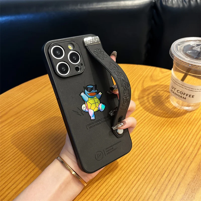 น่ารักอะนิเมะP-Pokemon S-Squirtle Anti-Furสายรัดข้อมือสําหรับiPhone 16 15 14 13 12 11 Pro Maxหนังนิ่มหนังนุ่ม