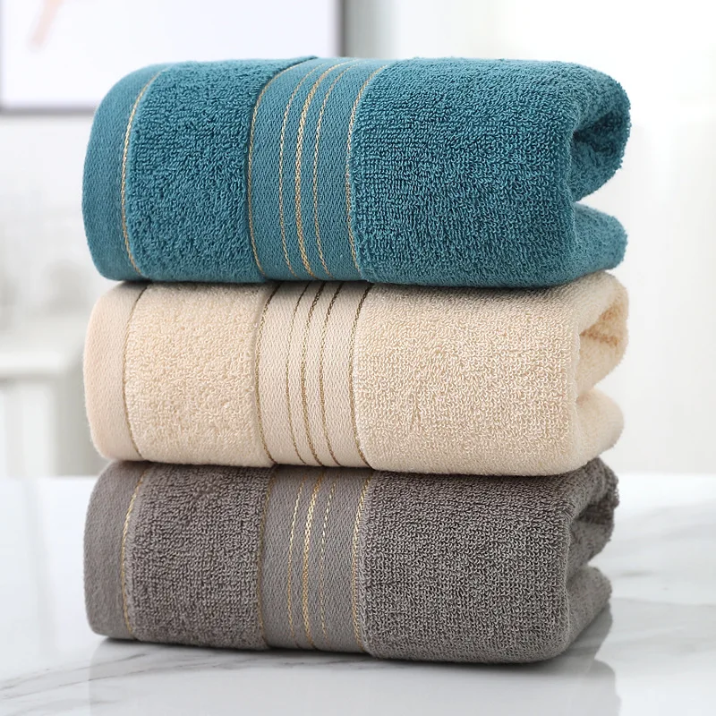 33*73cm Thickened Bath Towels Pure Cotton High Grade Household Hotel Gift Towels Absorb Water Color Face Washing Fiber Towels