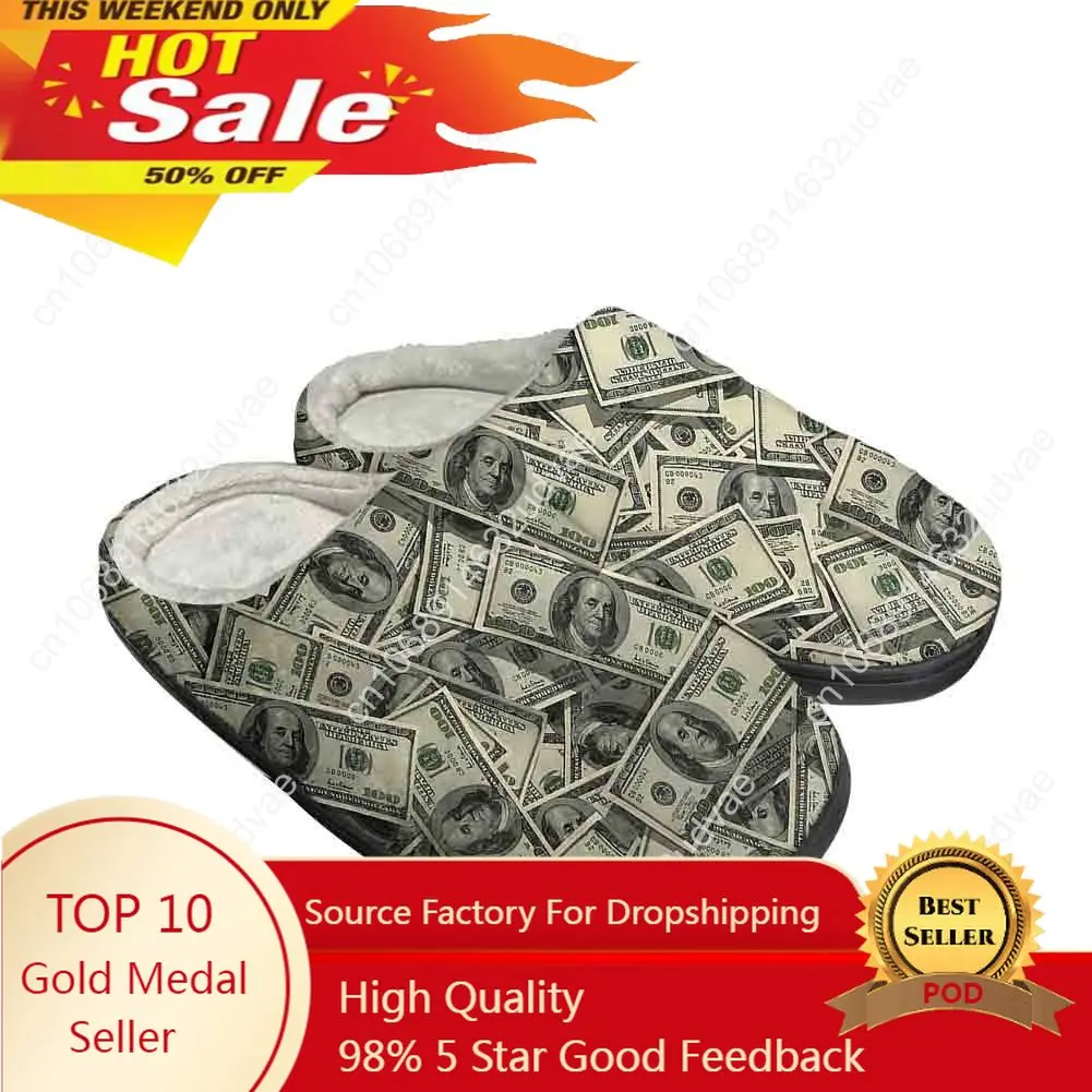 

Dollar Dollars Money Home Cotton Custom Slippers High Quality Mens Womens Plush Fashion Casual Keep Warm Shoes Thermal Slipper