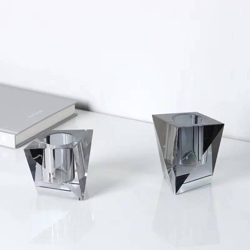 Modern simple and creative two-color crystal flower arrangement dry vase, home art flower ware, model room study study