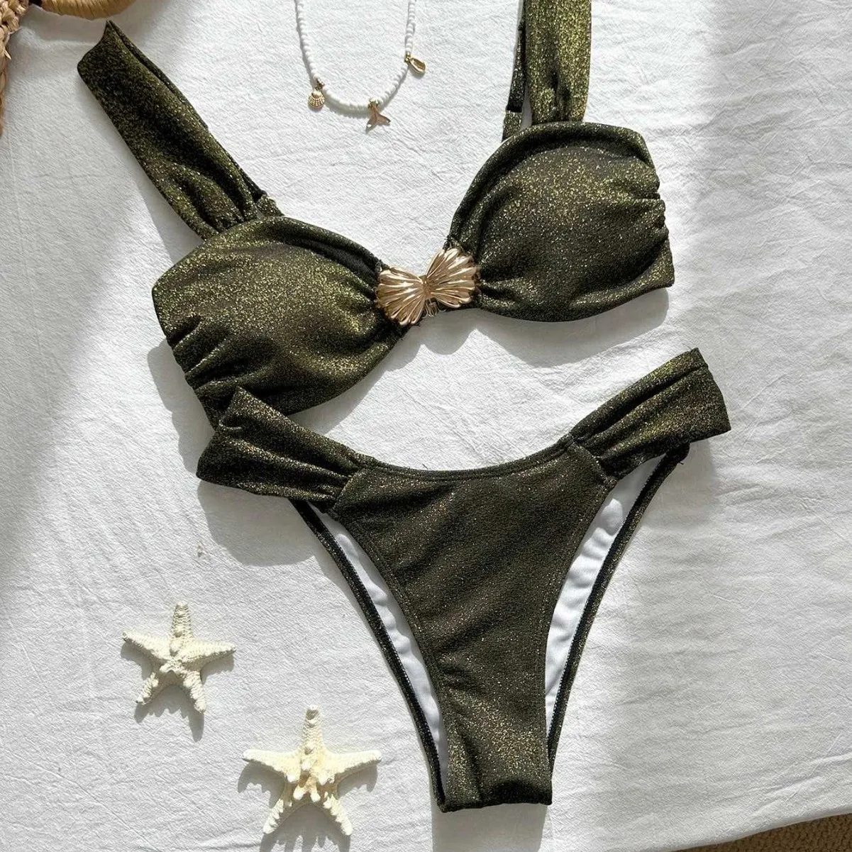 Sexy Bikini Set Women High Leg Swimsuit Sweetheart Neck Push Up Swimwear Cheeky Beach Bathing Suit 2-Piece Swimmg Outfit
