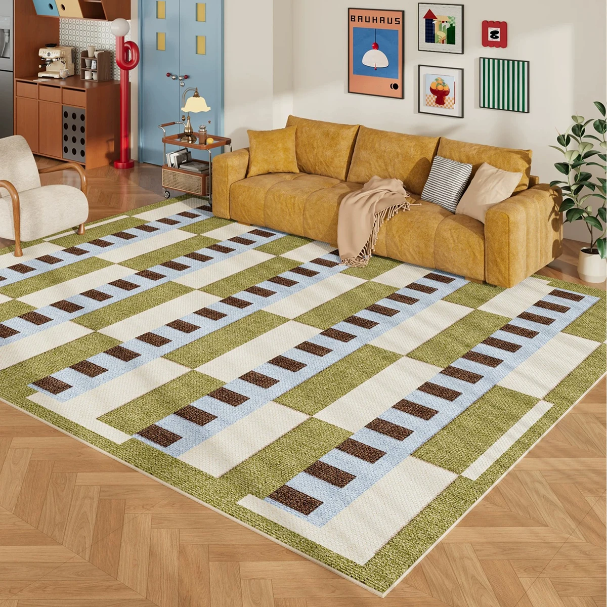 Dopamine Living Room Carpet Geometric Pattern Light Luxury Large Area Rug for Bedroom Mat Coffee Tables Rugs Home Decoration 러그