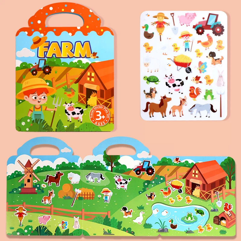 1-boek Jelly-stickerboek Rustig boek DIY-plezier voor kinderscènestickers Herhaaldelijk plakken puzzelstickerboek - afbeelding 1