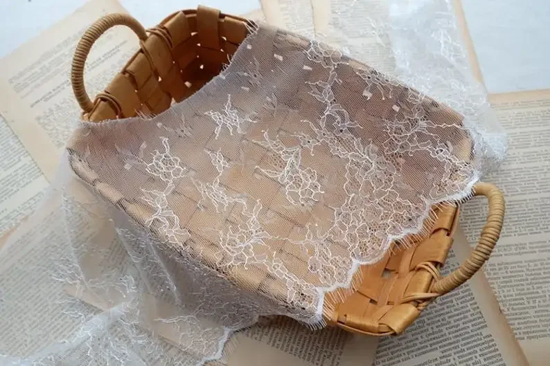 Черная кружевная отделка, белый тюль с зубцами, мягкое французское кружево шириной 9,8 дюйма, 3 ярда