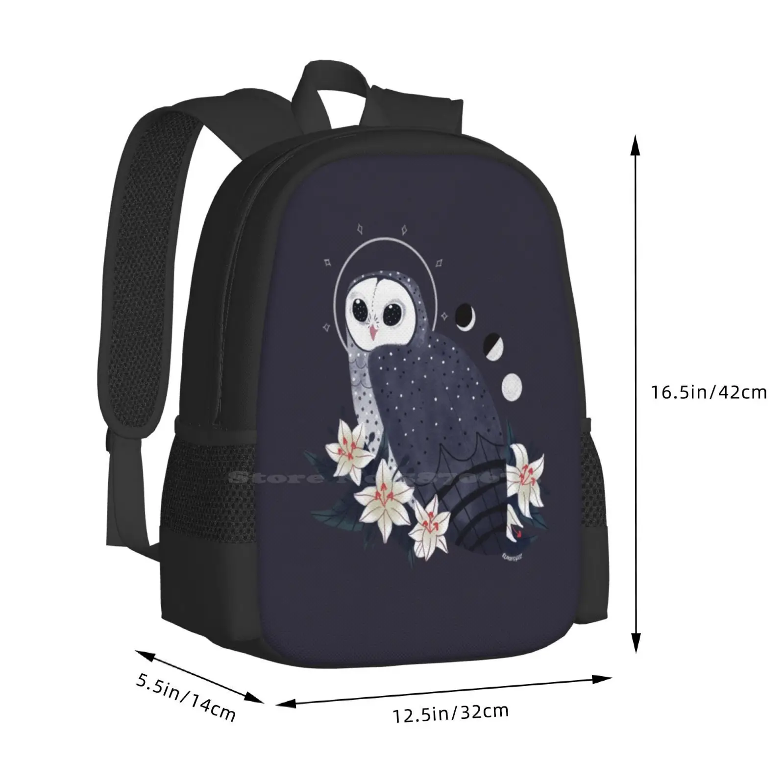 Mochila con estampado de búho para estudiantes universitarios, morral con diseño de búho, pájaro, bruñido, mágico, para adolescentes