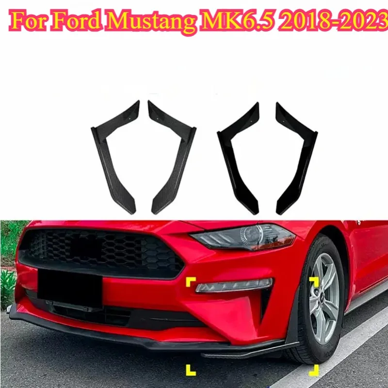

Carbon Fiber for Ford Mustang MK6.5 2018-2023 Front Bumper Side Splitter Cover Air Vent Lower Spoiler Lip Corner Guard Kit