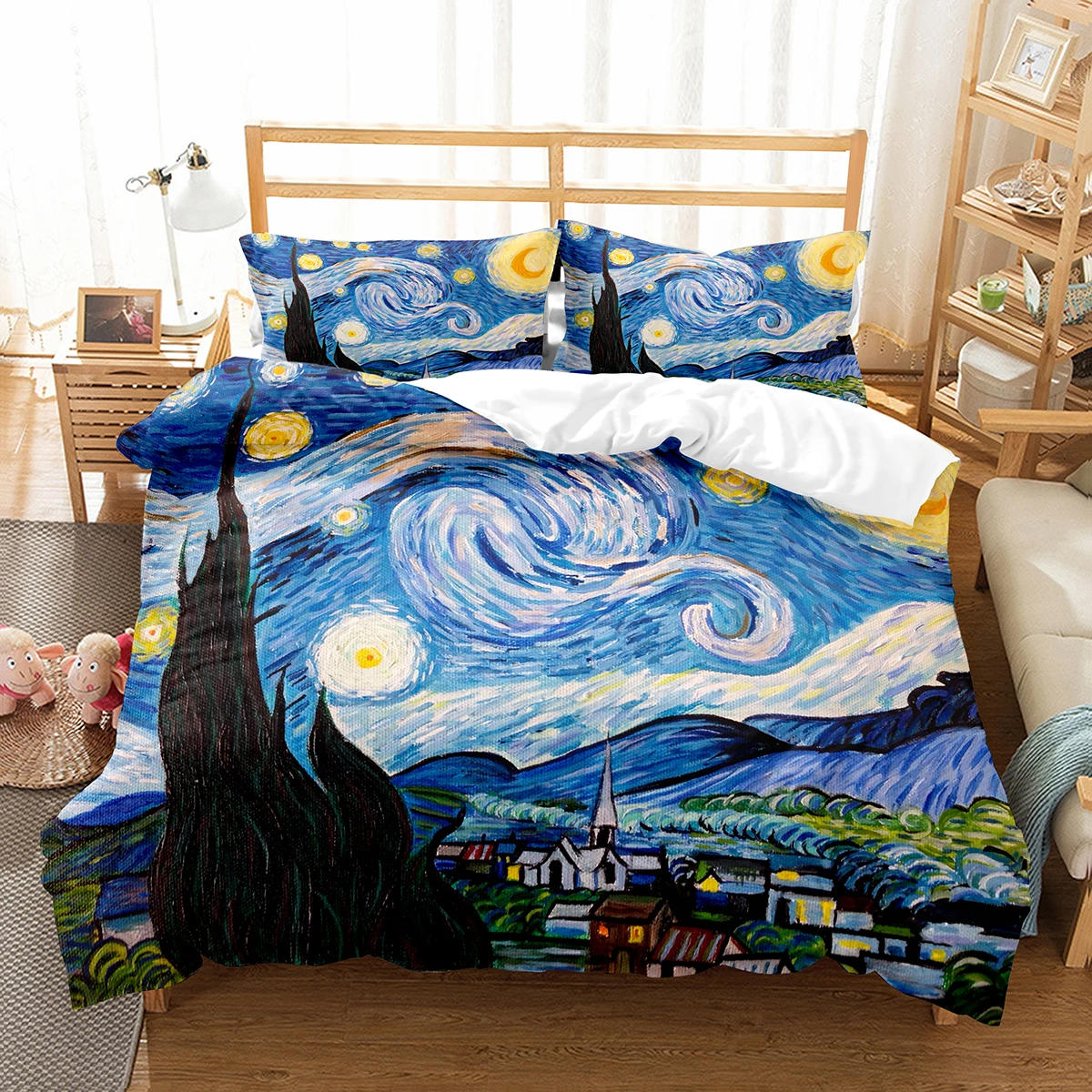 

Van Gogh Oil Painting Duvet Cover Set Art Painting Pattern Polyester Comforter Cover King Queen Size For Men Women Bedding Set