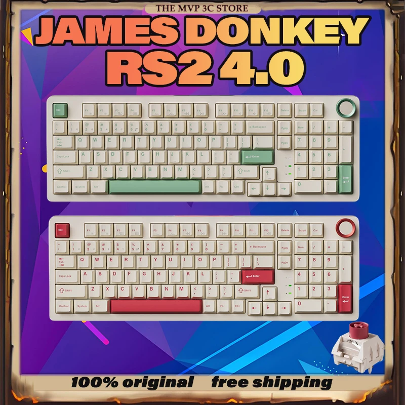 

James Donkey RS2 4,0 индивидуальная механическая клавиатура, беспроводная проводная Bluetooth, трехрежимная горячая замена, RGB-подсветка, клавиатура для ноутбука, подарок