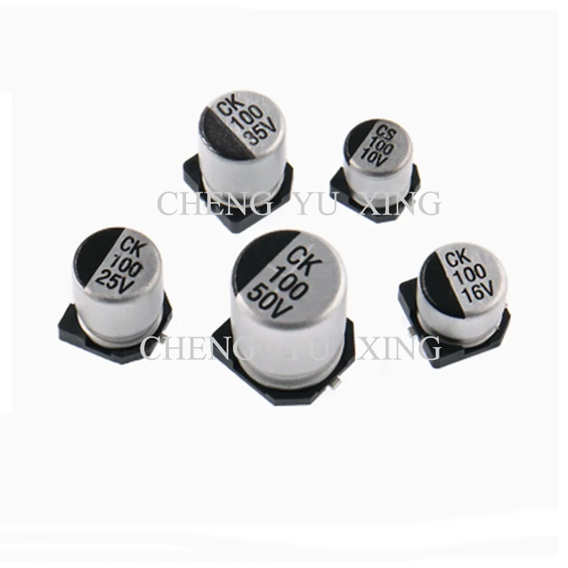 10 قطعة SMD الألومنيوم مُكثَّف كهربائيًا 6.3V 10V 16V 25V 35V 50V 1 فائق التوهج 2.2 فائق التوهج 4.7 فائق التوهج 10 فائق التوهج 22 فائق التوهج 47 فائق التوهج 100 فائق التوهج 220 فائق التوهج 330 فائق التوهج 470 فائق التوهج 1000 فائق التوهج