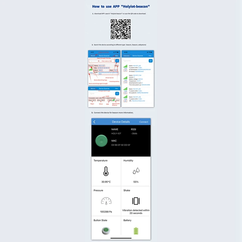 2X NRF52810 Bluetooth 5.0 Low Power Consumption Module Beacon Indoor Positioning White,41.5 X 31.5 X 10Mm