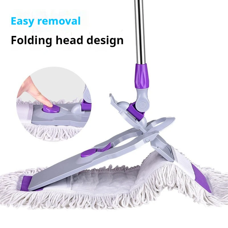 Kitchen, Living Room, Household Flooring, Cleaning Tools, Lazy Dust, Push Mop Head Large Plate Mop Dry And Wet Dual-Use