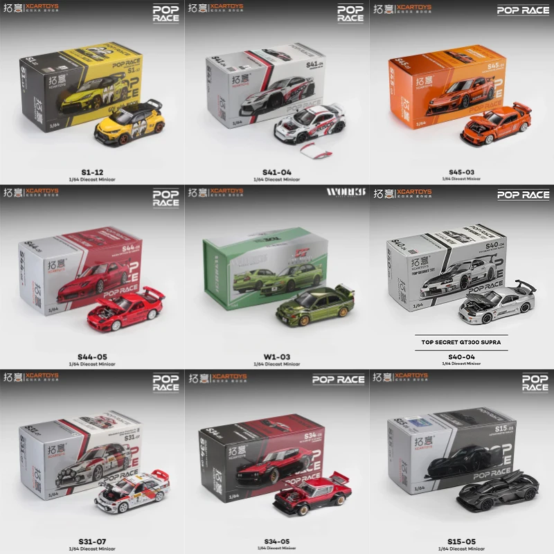 Xcartoys x POP RACE 1:64 RWB 997 Lancer EVO IV Rally RX7 FC3S AMEMIYA Red PANDEM GR YARIS RX-8 Diecast Model Car