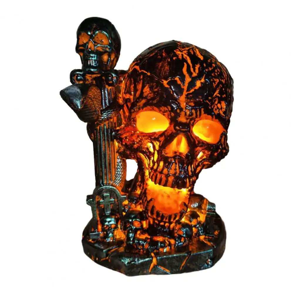 Halloween Table Lamp Witchy Room Accessories Skull Table Lamp Halloween Decor Glowing Skeleton Resin Figurine Night Light - view 4