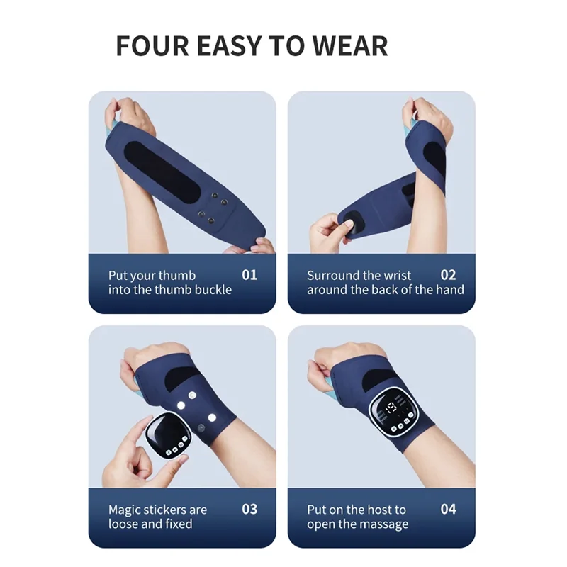 ABVI-EMS For Wrist Massager Electric Heating Rechargeable Heating Pad For Wrist Pain Relief Carpal Tunnel Fatigue