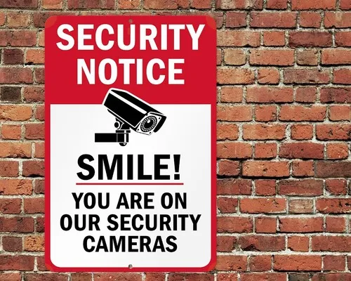 Security Notice Smile You Are On Our Security Cameras Sign Aluminum Metal 8x12-aluminum