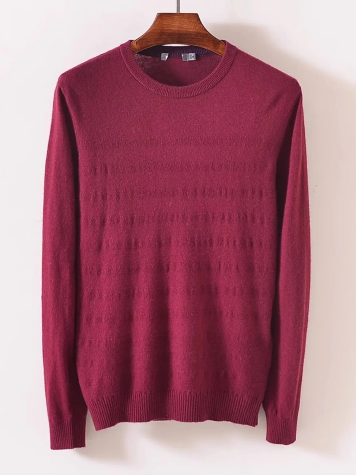 

Красный вязаный свитер из смеси шерсти и кроличьего меха, круглый базовый слой, мужской зимний сезон, повседневная одежда, базовый Sle