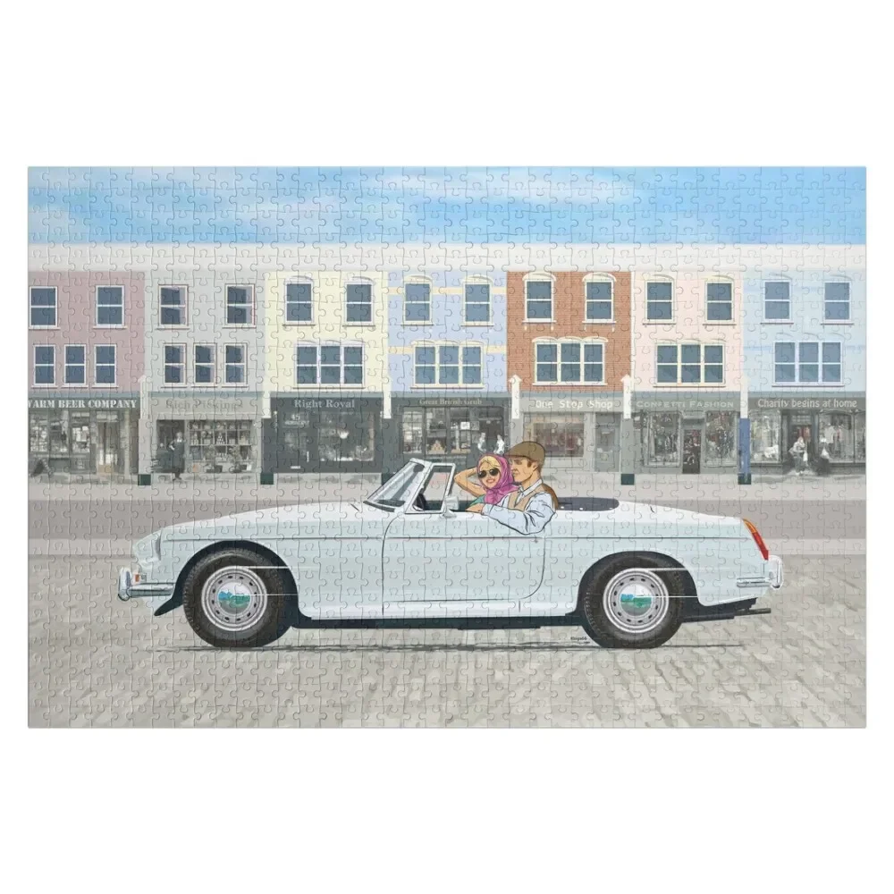 Glacier White 'B' roadster – a Great British Classic Jigsaw Puzzle Photo Personalized Wooden Name Puzzle