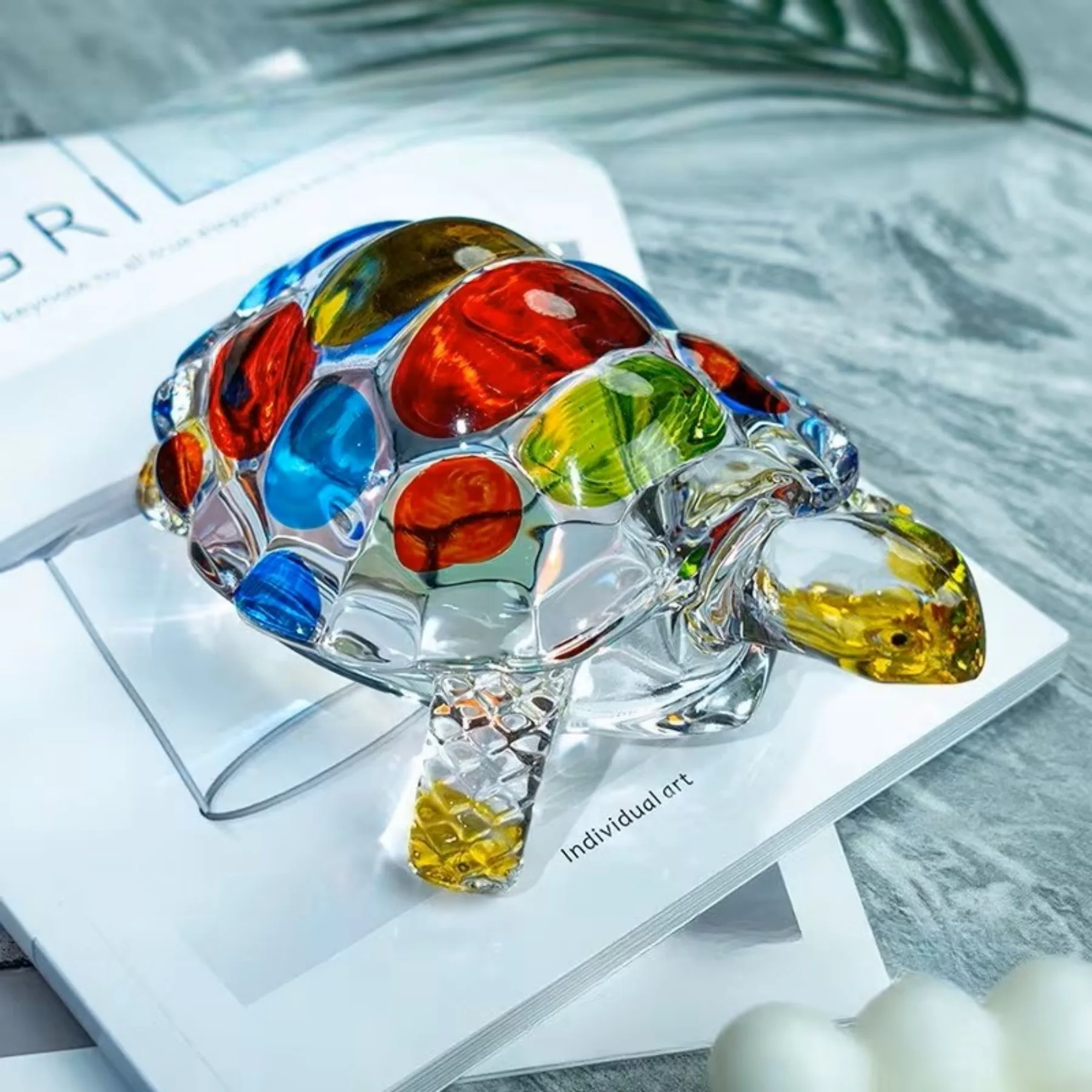 Crystal Turtle Ornament - Home Desk Decor, Fish Tank Figurine, Paperweight, Christmas Thanksgiving Birthday Housewarming Gift