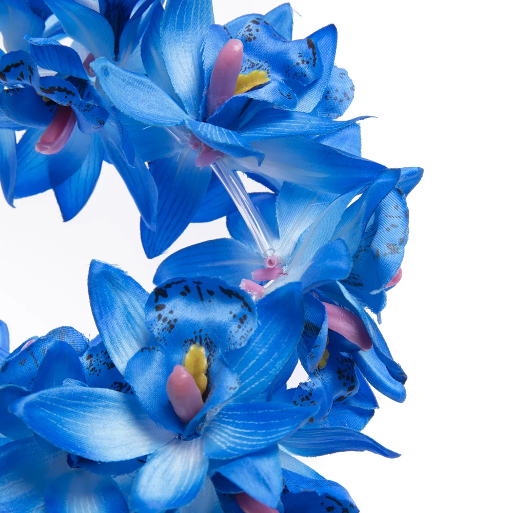 Artificial Silk Orchid Flower Leis Tropical Flower Necklace Blue Purple Hawaiian Wedding Party Exhibition Wedding Wreath