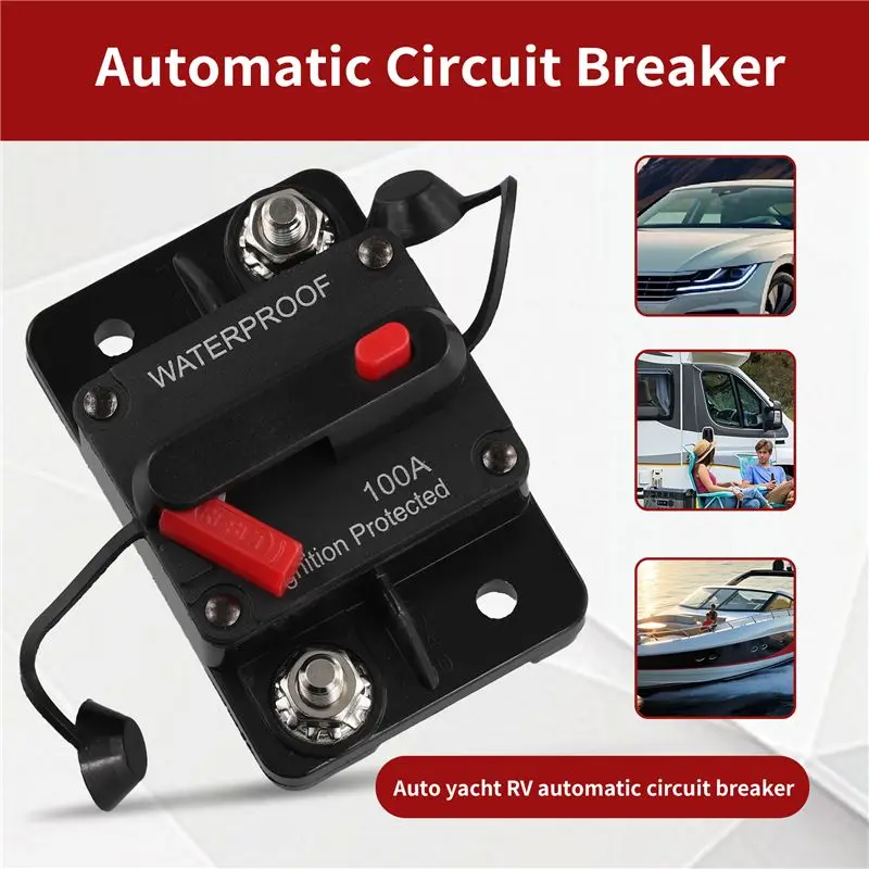 A93E-Waterproof Circuit Breaker,With Manual Reset,12V-48V DC,For Car Marine Trolling Motors Boat Power Protect