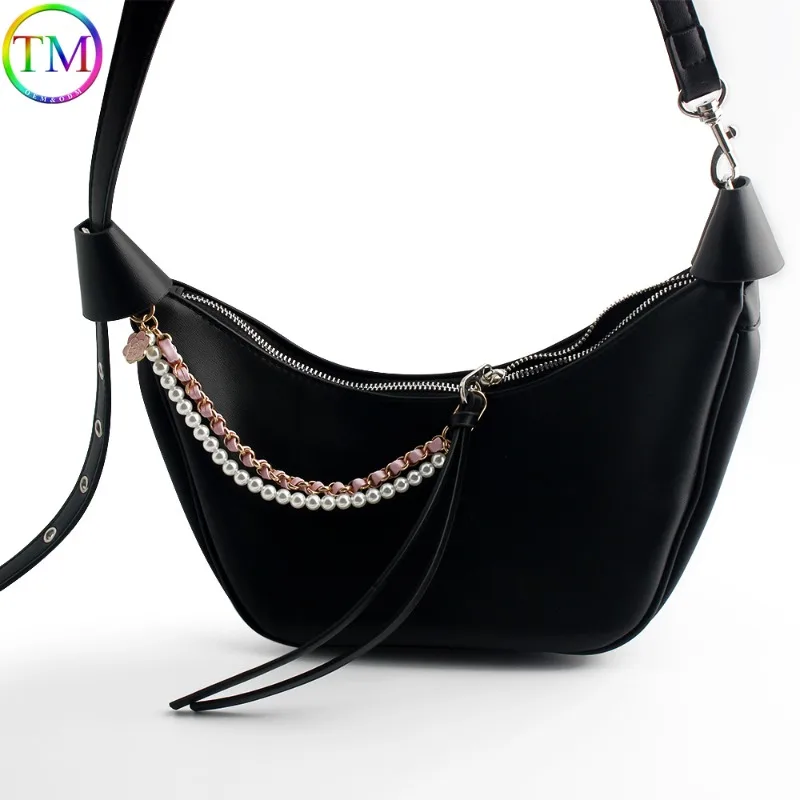 New 26cm Phone Lanyard Leather Pearl Metal Key Chain Mobile Phone Charm Bracelet Chain Camellia Cell Phone Strap Rope Pendant