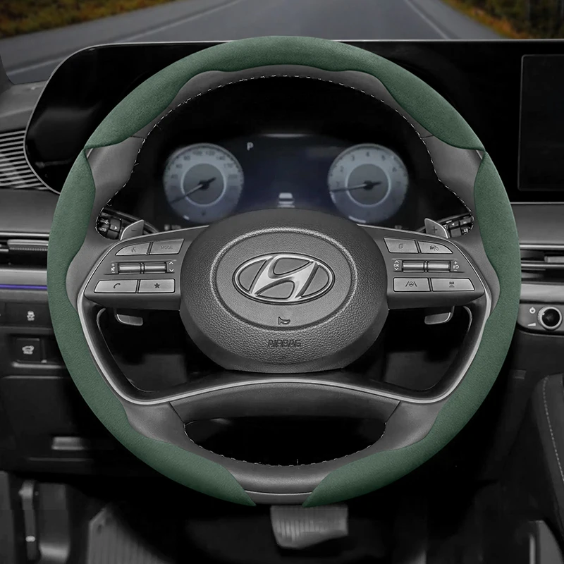 Adecuado para Hyundai hebilla antideslizante cubierta de volante de gamuza segmentada I30 Tucson I20 Accent I10 I40 Kona Ix35 Grand Elantra Solaris Creta Getz Mufasa Genesis Coupe Ix25 Santa