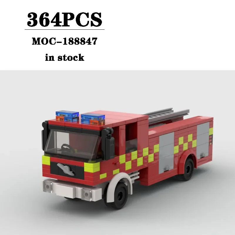 Building Block MOC-188847 Rescue Fire Truck Emergency Vehicle Construction Model 364PCS Children's Birthday Gifts Christmas Toys