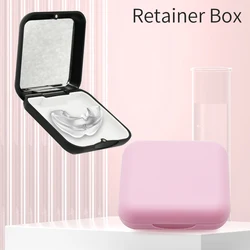 Square Denture Storage Plastic Magnetic Suction Box With Mirror High Quality  Organizer Case Dental Retainer Mouth Guard