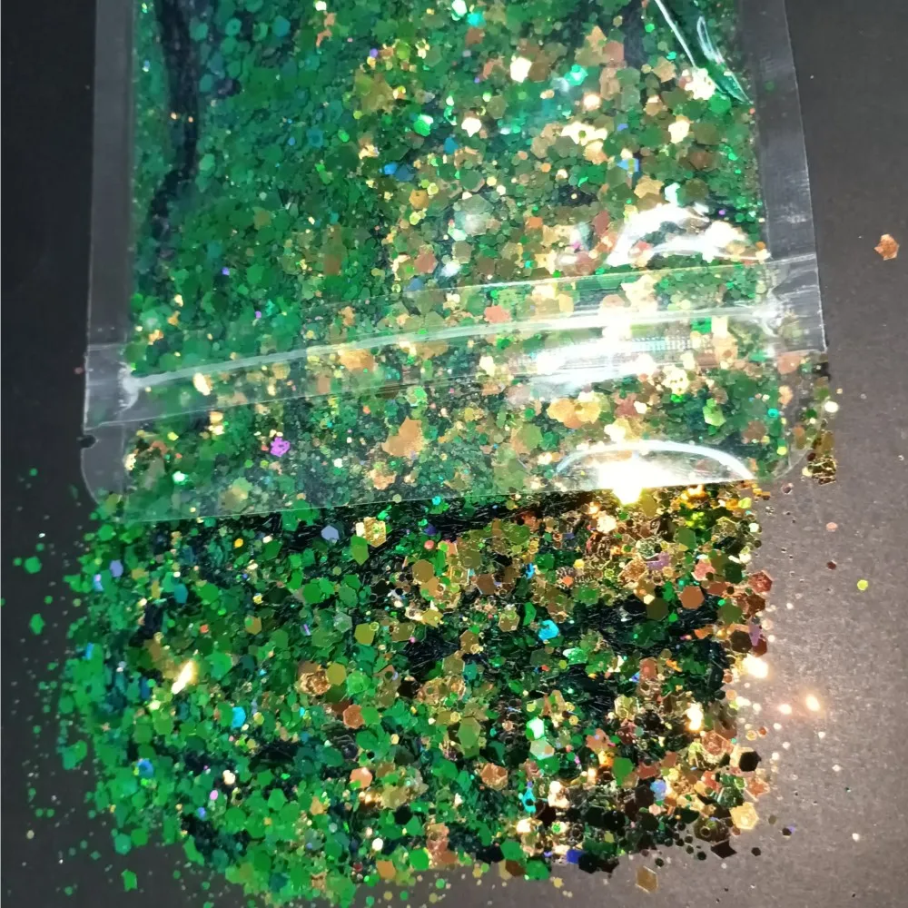 50g Chameleon Loose Bulk Chunky Nail Glitter Holographic Mixed Hexagon Sequin Powder Decoration for Epoxy Resin Nail Accessories