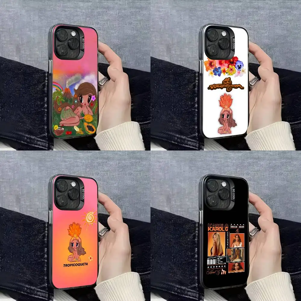 

K-Karol G Tropicoqueta Phone Case For iPhone 16,15,14,13,12,11,Mini,Pro,E,SE4,XS,MAX Black Candy Matte Shell