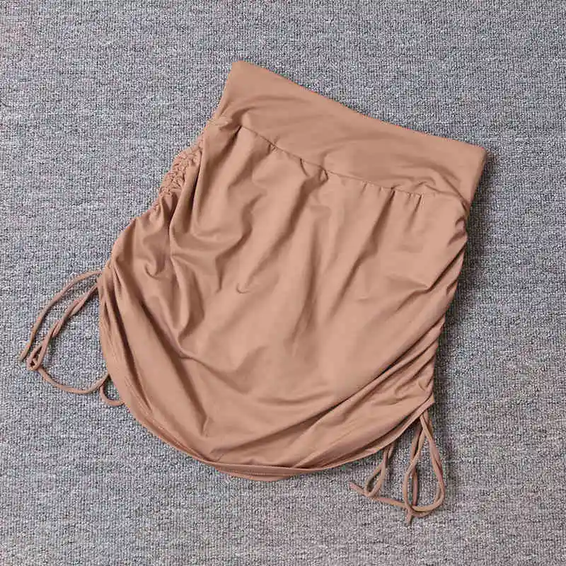 Pantalones cortos deportivos de cintura alta para mujer, pantalones de falda de secado rápido, falda de medio cuerpo de yoga antigolpes con cordón para chica caliente, fitne