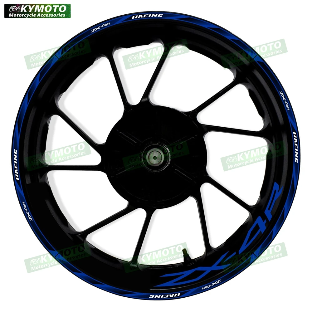ل ZX-4R ZX4R دراجة نارية الملحقات 17 بوصة العجلات الأمامية والخلفية الشارات هدية محور حافة ملصقات عاكسة الديكور