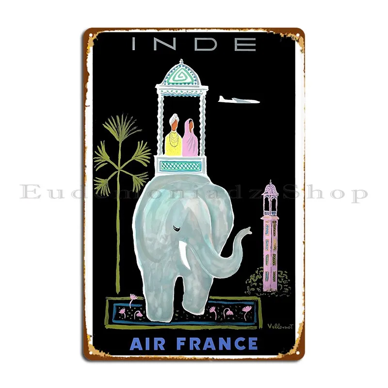 1956 Air France India Travel Poster Metal Sign Designing Party Customize Wall Decor Decoration Tin Sign Poster