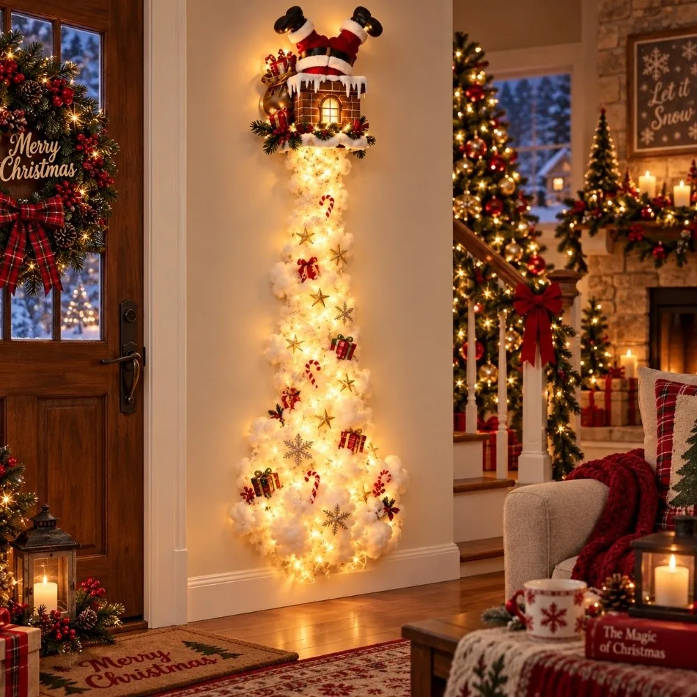 2D Flat Acrylic Christmas Magic Trail Wall Light Elk Snowman Snowflake Santa Claus Wall Lamp Bell Gift Stars LED Cascading Light