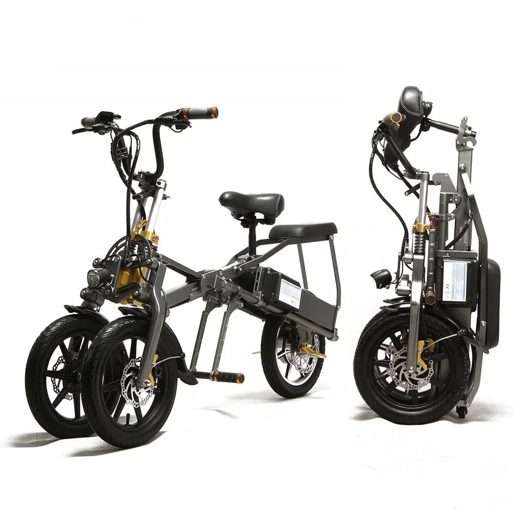 z for 14inch Offroad Full Suspension three-wheel 2 seat electric motorcycle 350W 500W 48V folding e-scooter