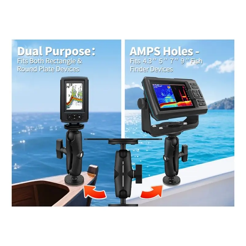B48B-Fishfinder Aluminum Fish Finder Mount Base Ball-Mount 360 Degree Rotation For Garmin Lowrance Holder - Image 4