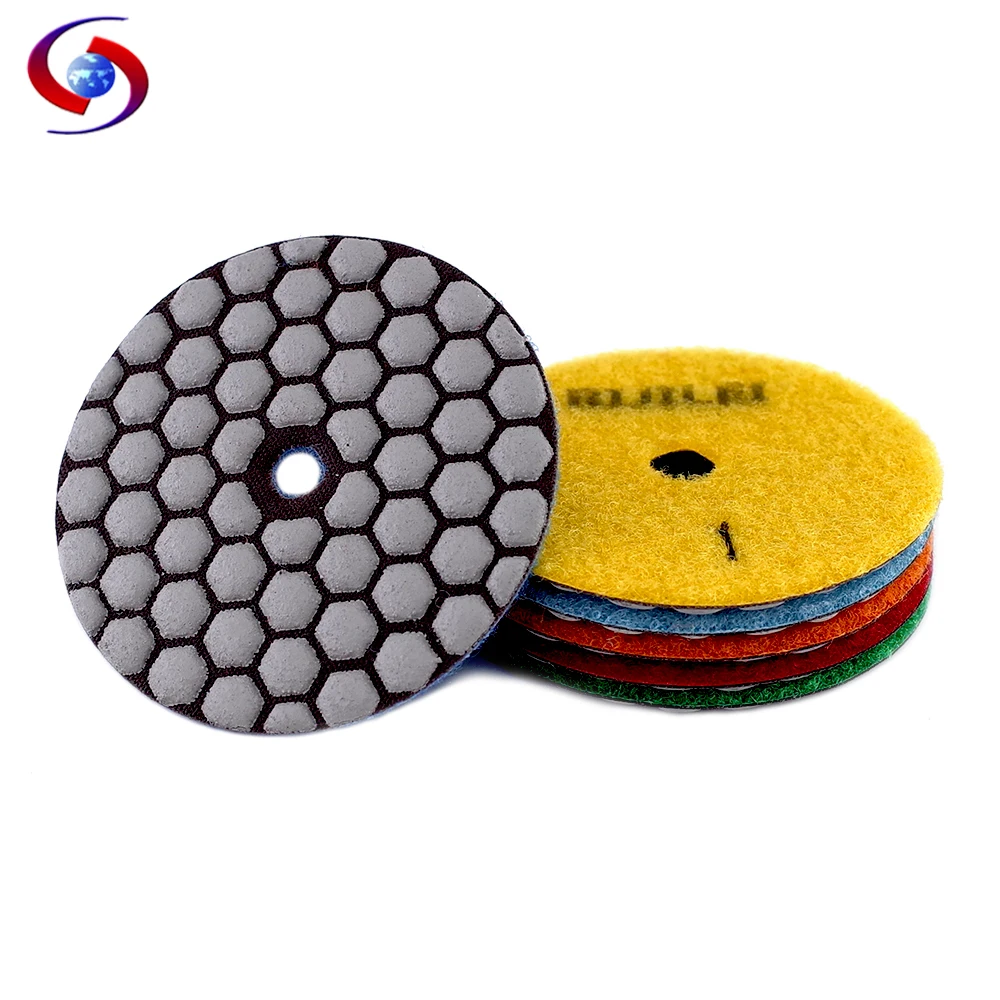 RIJILEI 6Pcs 80mm Dry Polishing Pads 3Inch Sharp Flexible Resin Diamond Polishing Pad For Marble Concrete Floor Grinding Discs