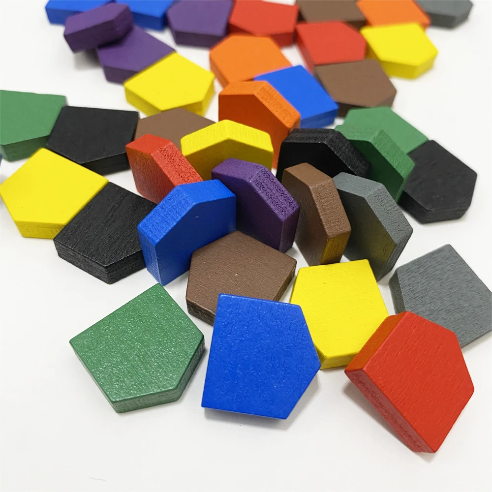 50 pieces 16*16MM Colorful Wooden House Pawn Game Pieces For Tokens Board Game Accessories 10 colors