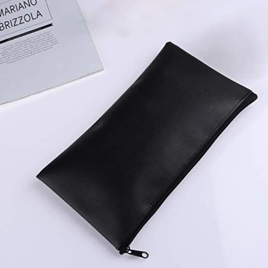 Zipper Bank Bags, 4 Pack Money Pouch PU Leather Cash and Coin Pouch with Zipper