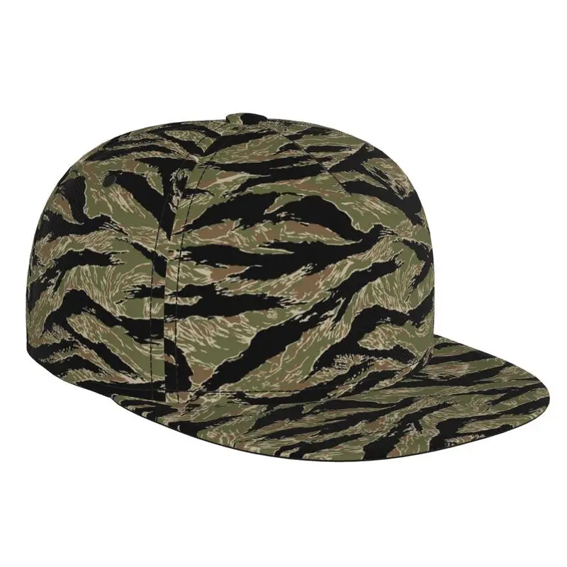 Tiger Stripe Camouflage Military Camo Print Baseball Cap Daily Casual Adjustable Snapback Hat Hip Hop Caps Flat Bill Brim Hats