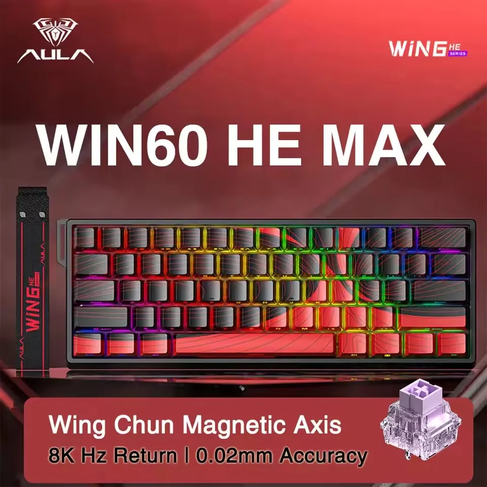 AULA WIN60 WIN68 HE Magnetische Kabelgebundene Tastaturen, Esports Rapid Trigger 8K Return RGB Hotswap Mechanische Tastatur für PC-Gamer, Geschenke