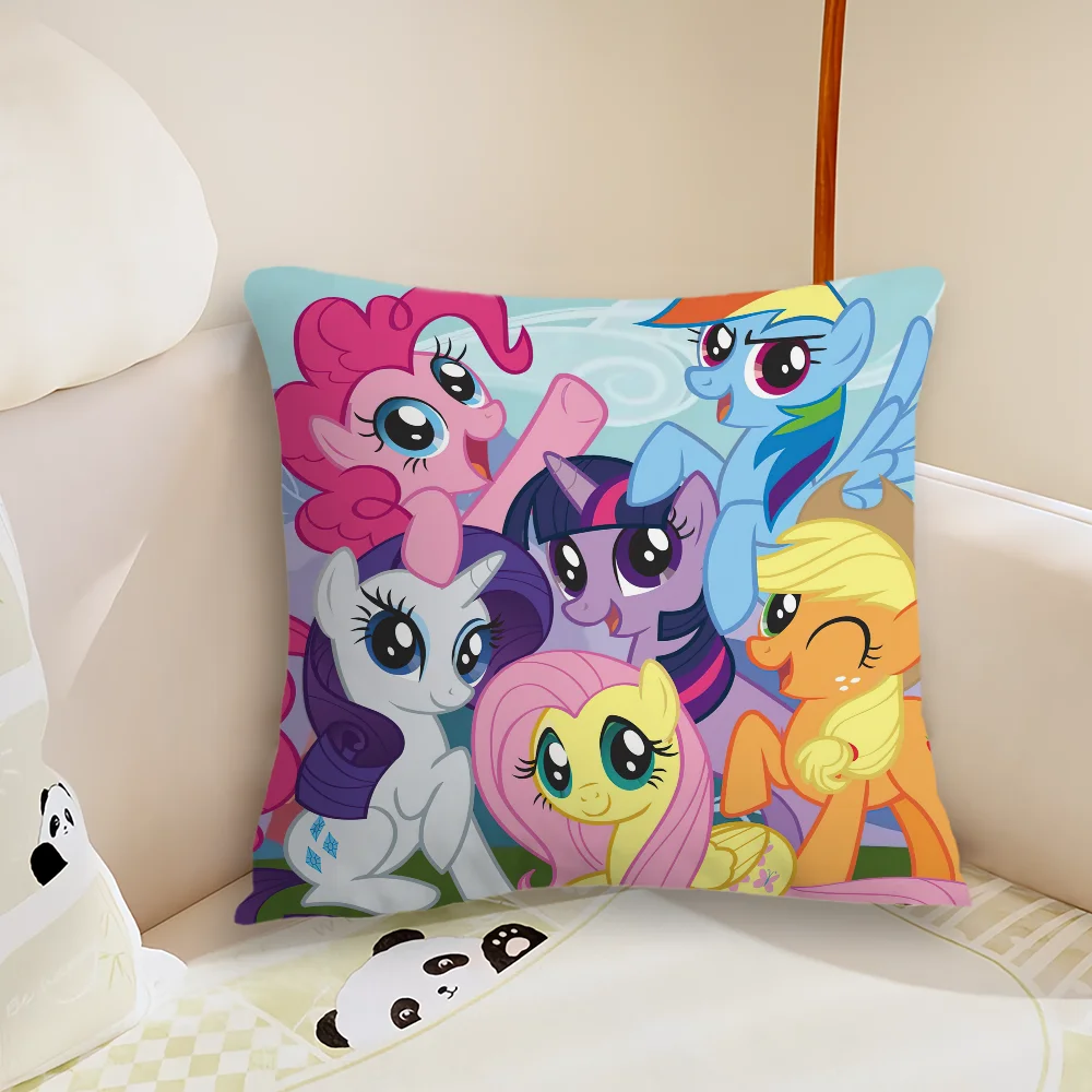 Cartoon M-My Little P-Pony Pillow Case Living Room Sofa Cushion Cover Suitable For Home Bedroom Room Decoration